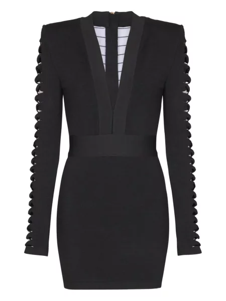 Rochie mini Balmain cu decolteu în V de costum negru