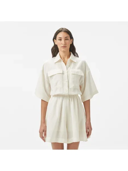Lacoste Sukienka Z Kołnierzem Koszulowym Z Krótkim Rękawem Flare Fit biała