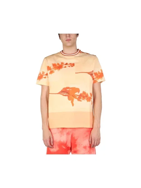 Koszulka Paul Smith w kwiatki pomarańczowa