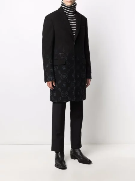 Жакардово палто Philipp Plein черно