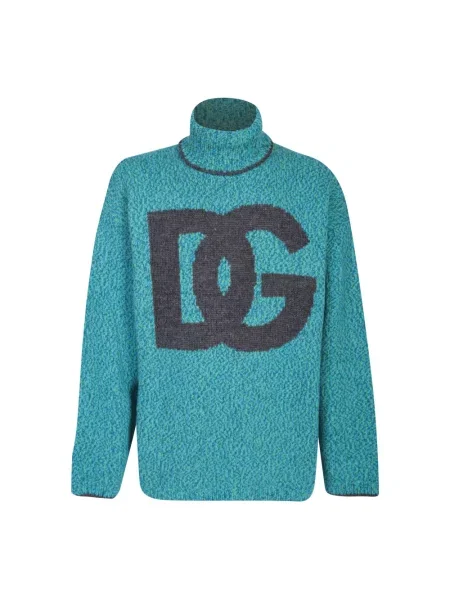 Sweter wełniany Dolce And Gabbana wełniany niebieski