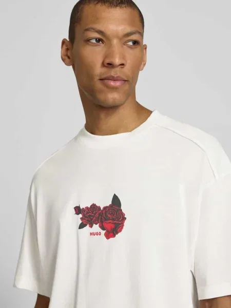 Oversized t-shirt z czystej bawełny model DOMANS' Hugo beżowa