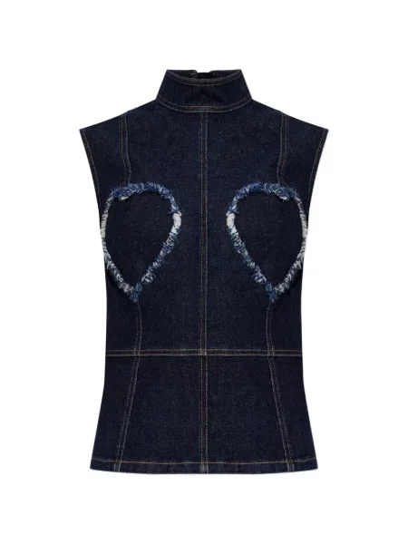 Top Moschino cu motiv cu inimi albastru