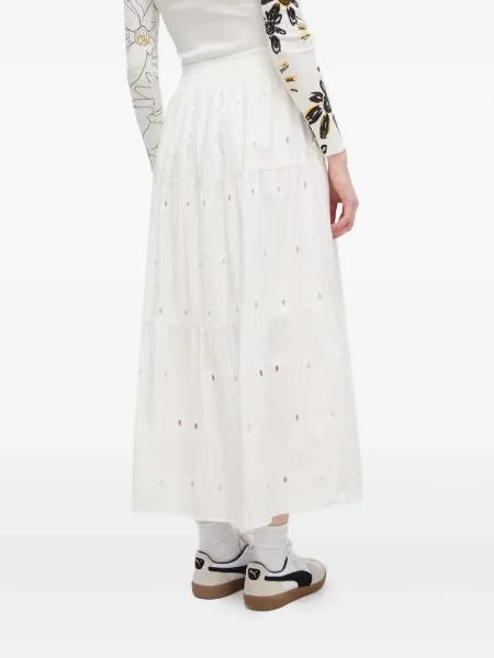 Fustă midi Desigual până la genunchi alb
