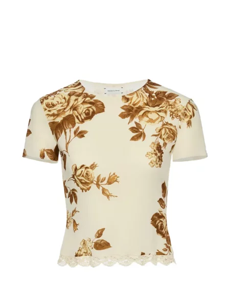 Tricou Magda Butrym cu model floral din dantelă