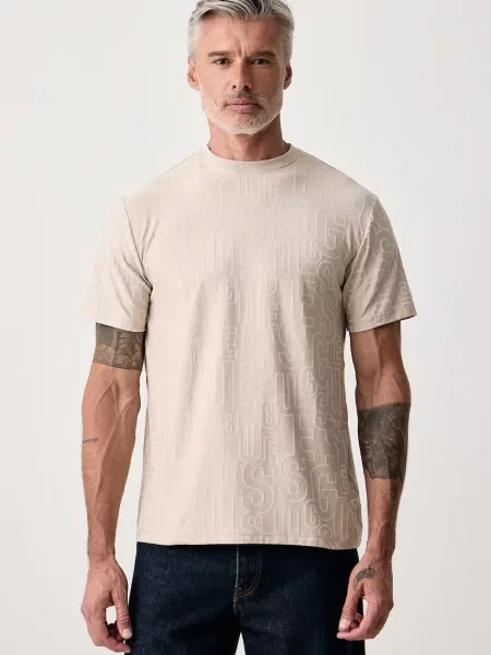 Guess tricou pentru bărbați cu bej
