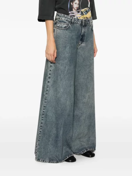 Blugi cu picior larg God Save Denim albastru