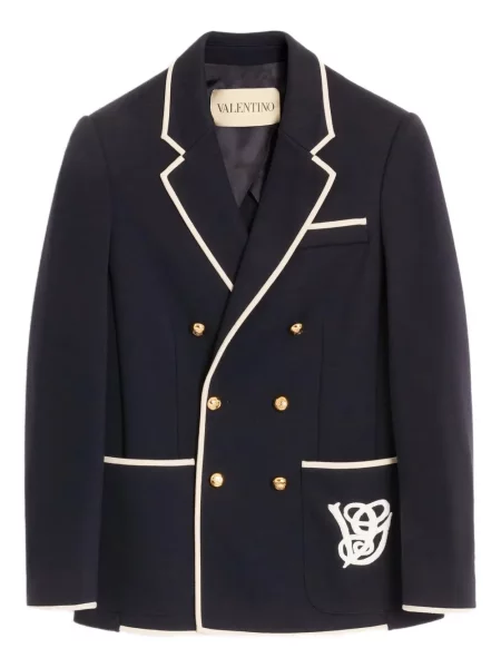 Vlněné dvouřadé sako Valentino Garavani modré