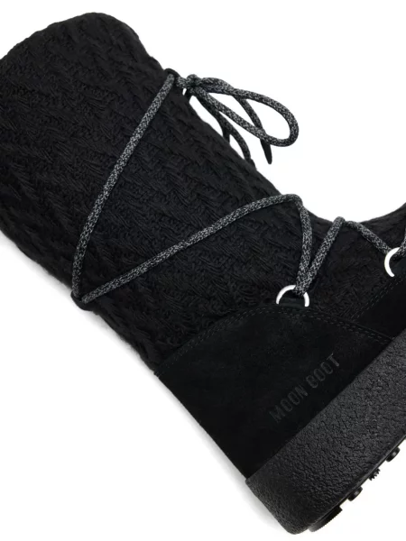 Botine Moon Boot cu șireturi tricotate negru