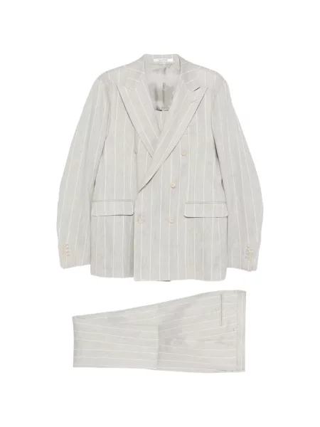 Costum Tagliatore cu dungi cu două rânduri de nasturi de costum gri