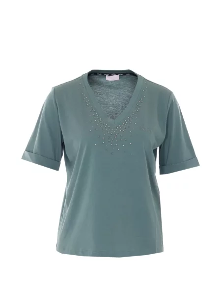 Tricou Liu Jo cu decolteu în V cu aplicații verde