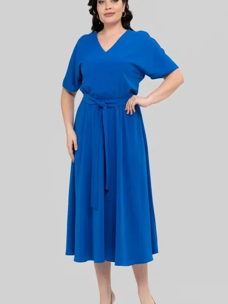 Шелковое платье миди All Posa синее