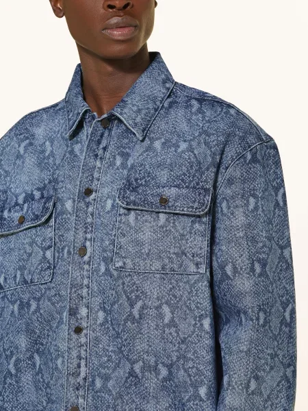 Košile Daily Paper Snake Laser Rahul Denim Shirt Blue L modrá