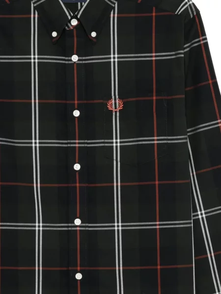Cămașă Fred Perry în carouri din poplin verde