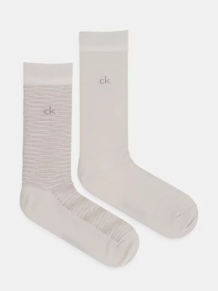 Чорапи Calvin Klein 2 чифта бежово