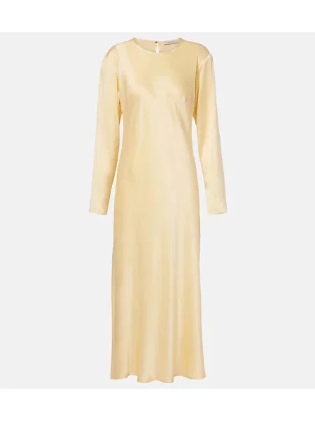 Rochie midi Asceno de mătase până la genunchi de costum galben