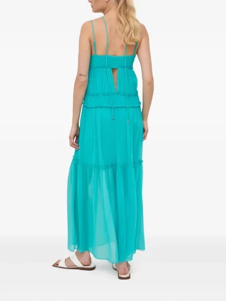 Rochie maxi Patrizia Pepe cu volane de costum albastru