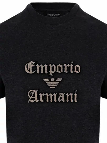 Μπλούζα Emporio Armani από ζέρσεϋ με αυτόγραφο μαύρο