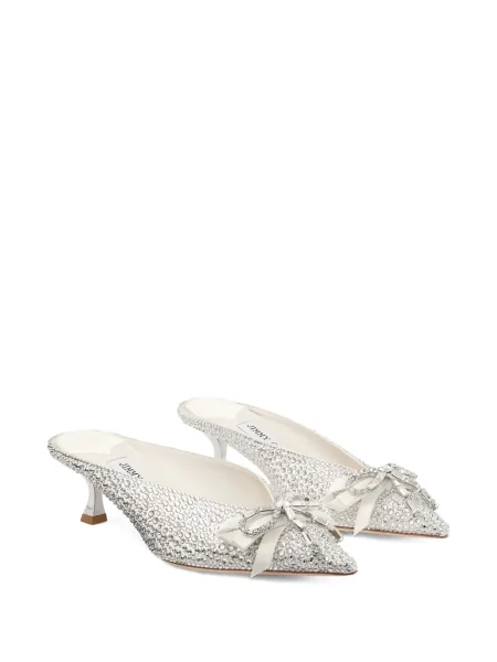 Papuci tip mules Jimmy Choo cu funde argintiu