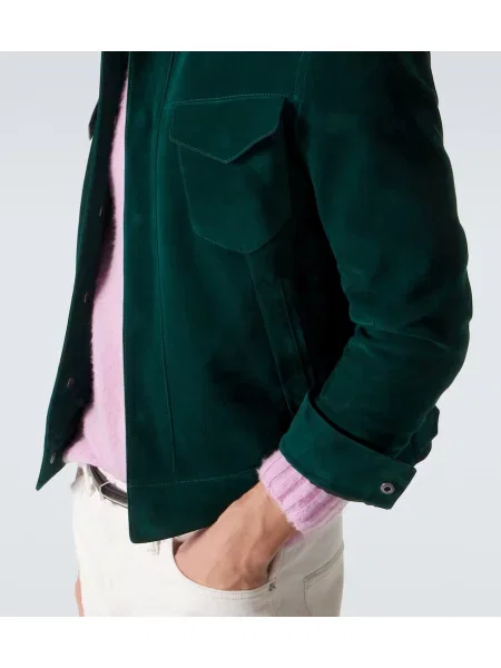 Geacă Tom Ford din piele de căprioară verde