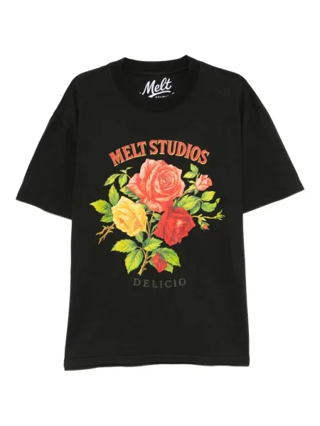 Tricou Melt cu model floral cu imagine negru