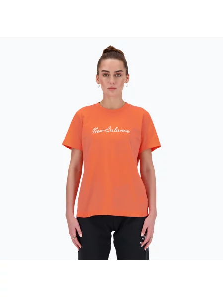 Tričko New Balance Script Tee gulfred oranžové
