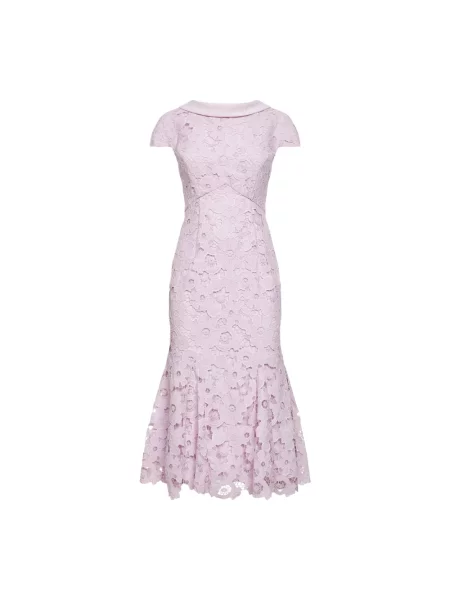 Sukienka midi Self-portrait do kolan różowa