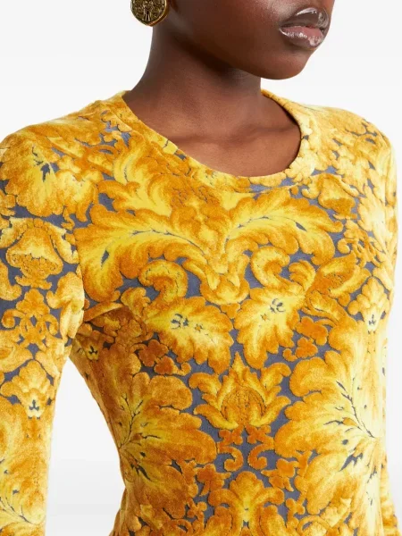 Tricou Etro din jacard lung galben