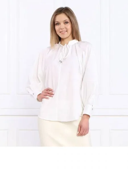 BOSS BLACK Bluză Bipete alb