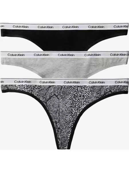 Tanga Calvin Klein icon logo unisex 3 sztuki szary XS biały