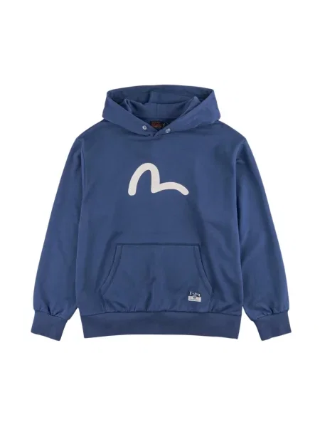 Bluza z kapturem Evisu z kapturem z nadrukiem niebieska