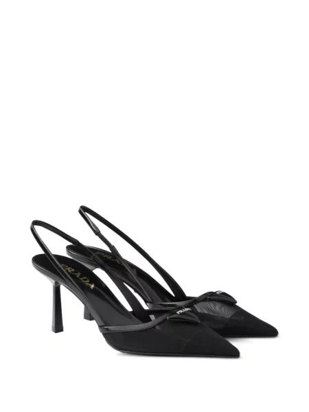 Pantofi cu toc Prada plasă slingback negru