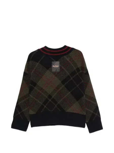 Pulover Barbour cu decolteu în V cu model argyle negru