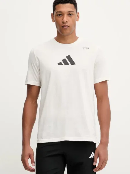 Adidas Performance tricou de antrenament Category Training Graphic cu imprimeu bej