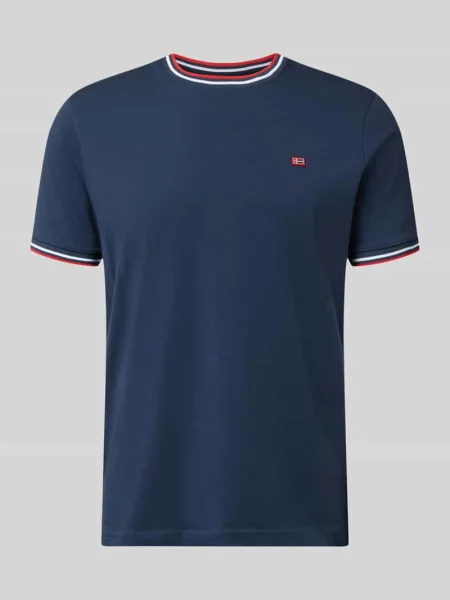 T-shirt z paskami w kontrastowym kolorze i okrągłym dekoltem Christian Berg Men