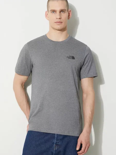 Тениска The North Face M S/S Simple Dome Tee с меланжов десен сиво