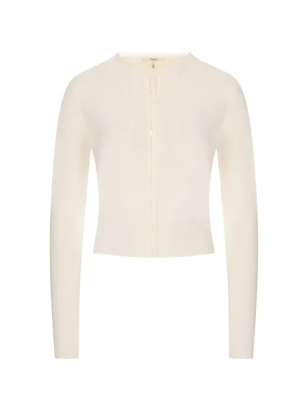 Cardigan Chloé tricotate alb