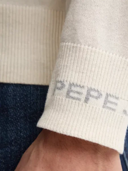 Pepe Jeans gyapjúkeverék pulóver NEW ANDRE CREW NECK bézs