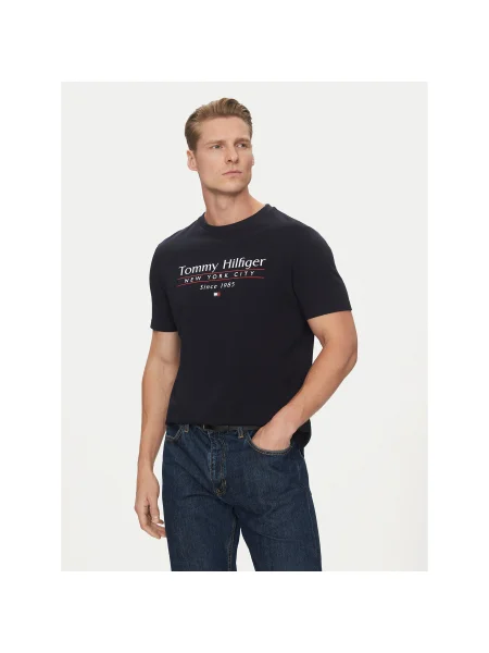 Tommy Hilfiger Póló Center Stack Regular Fit sötétkék
