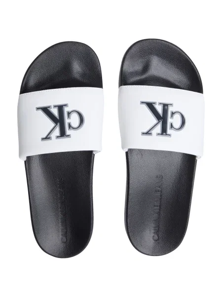 Pánske šľapky Calvin Klein Jelly Mono PU Bright White/Black biela