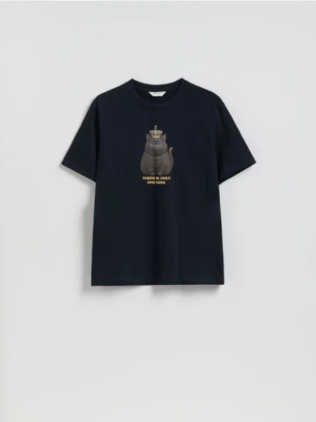 Reserved T-shirt regular z nadrukiem szary