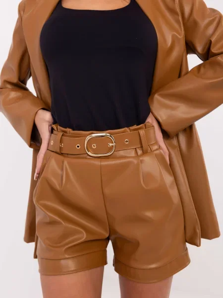 Pantaloni scurți Rue Paris din piele negru