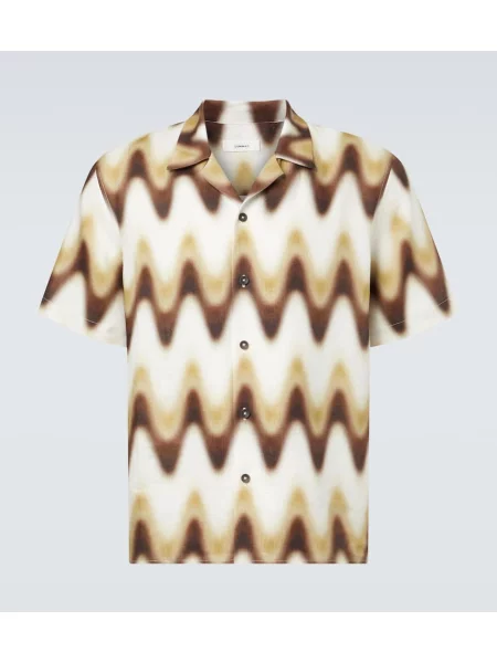 Cămașă Commas de in cu imagine alb