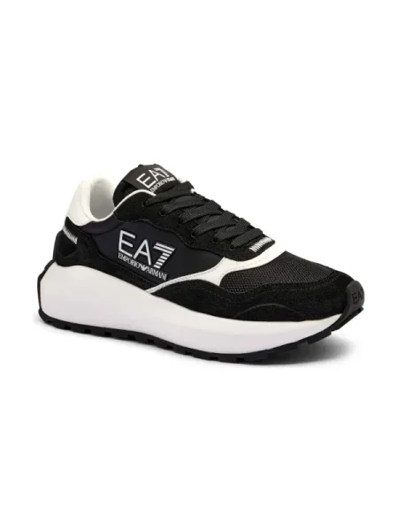 Sneakers cu adaos de piele negru