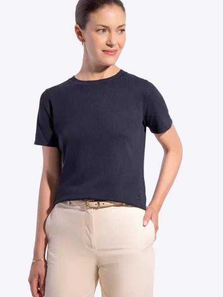 Sweter z krótkim rękawem granatowy