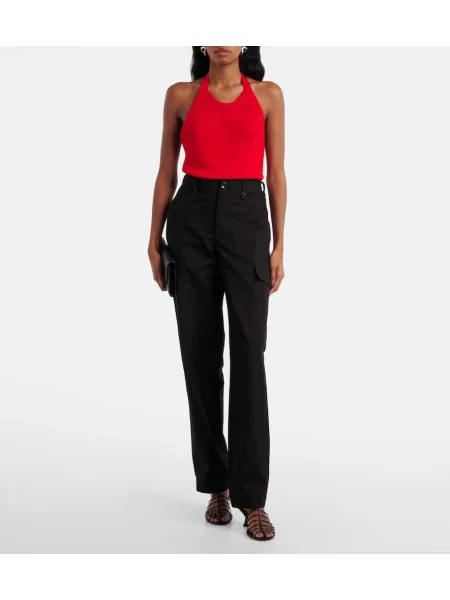 Top Proenza Schouler tricotate cu gât halter roșu