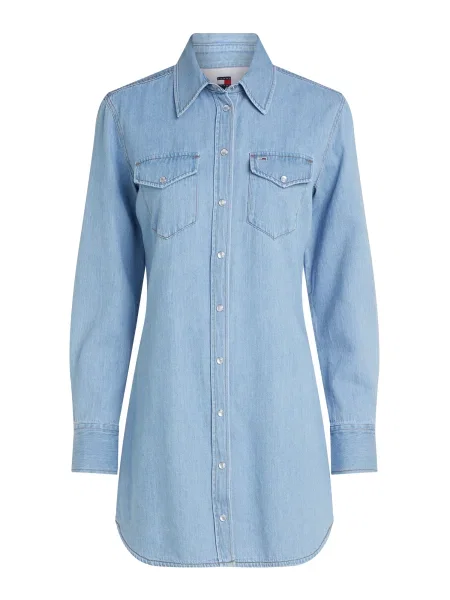 Tommy Jeans rochie din denim mini drept albastru