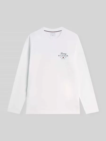 Bluzka z długim rękawem o kroju regular fit z czystej bawełny Tommy Hilfiger biała