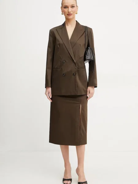 Піджак MAX&Co. двобортний однотонний коричневий