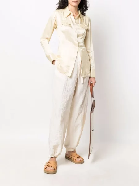 Juosmuo kelnės Jil Sander balta